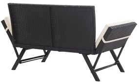 Banco de jardim com almofadões 176 cm vime PE preto