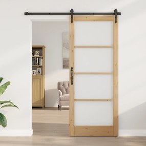 vidaXL porta interna com vidro "ORKDAL" 86x211x4 cm madeira sólida de pinho