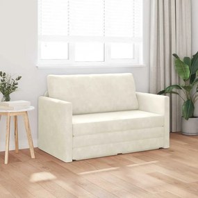 Sofá-Cama de Chão 2 em 1 Creme 124x204x61 cm Veludo