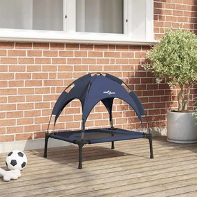 vidaXL Cama Elevada para Cachorros com Teto Removível Azul-marinho Aço Inox