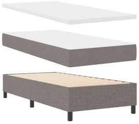vidaXL Cama Box com colchão Cinzento-acastanhado 90 x 190 cm tecido