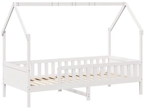 Cama infantil formato de casa 90x200 cm pinho maciço branco