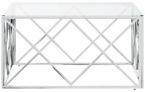 Mesa de centro 80x80x40 cm aço inoxidável e vidro