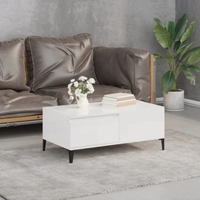 vidaXL Mesa de centro 90x50x36,5 cm derivados madeira branco brilhante