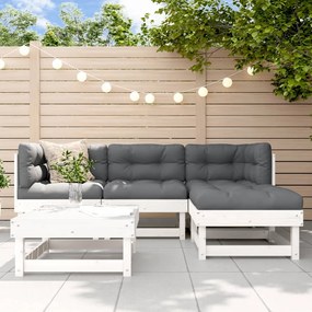 vidaXL 5 pcs conjunto lounge de jardim madeira de pinho maciça branco