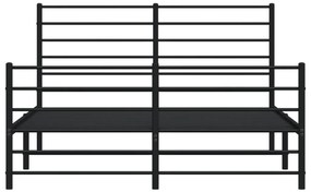 Estrutura de cama com cabeceira e pés 120x190 cm metal preto