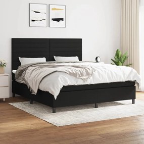 vidaXL Cama com molas/colchão 160x200 cm tecido preto