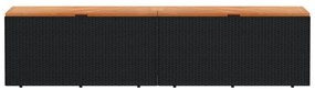 Caixa arrumação jardim 220x50x54 cm vime PE/acácia maciça preto
