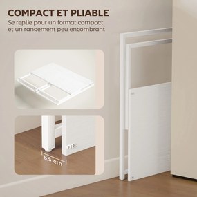 Secretária de Computador Dobrável, 100 x 48 x 87,5 cm, Suporte de Ecrã Amovível, Branca