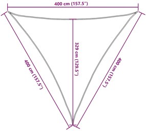Para-sol estilo vela triangular 160 g/m² 4x4x4m PEAD areia