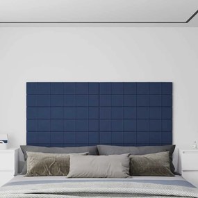 vidaXL Painel de parede 12 pcs 90x15 cm tecido 1,62 m² azul