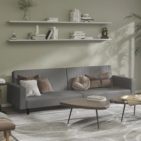 337670 vidaXL Sofá-cama de 2 lugares couro artificial cinzento