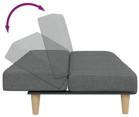 Sofá-cama de 2 lugares c/ apoio de pés tecido cinzento-escuro