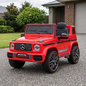 Carro elétrico para Crianças 2 a 5 anos 12V Mercedes G63 AMG LIFT Rodas de espuma EVA, assento Couro ecológico Vermelho