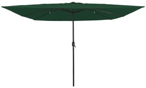 vidaXL Parasol Quadrado para Jardim com Luzes LED 295x245 cm Verde