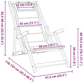 Cadeiras de Praia Dobráveis vidaXL 2 pcs Cinzento Claro em Madeira de