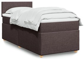 Cama com molas/colchão 90x200 cm tecido castanho-escuro