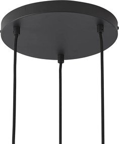 Candeeiro suspenso Art Deco preto com vidro fumado 3 luzes - Wallace