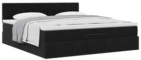 Estrutura de cama otomana com colchão 160x200 cm veludo preto