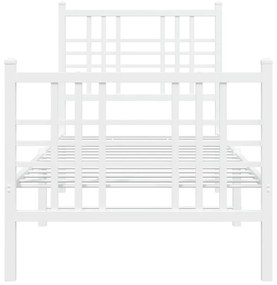 Estrutura de cama com cabeceira e pés 75x190 cm metal branco