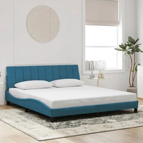 Estrutura de cama c/ cabeceira 180x200 cm veludo azul