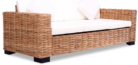 2 pcs conjunto de sofás com almofadões vime natural