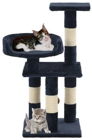 Árvore p/ gatos c/ postes arranhadores sisal 65 cm azul