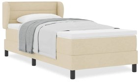Cama Box Spring vidaXL com Colchão Creme 90x200 cm Tecido