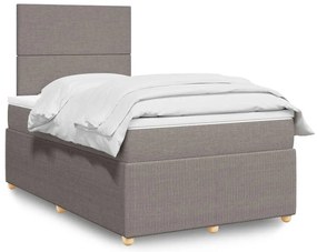 Cama boxspring c/ colchão 120x190cm tecido castanho-acinzentado