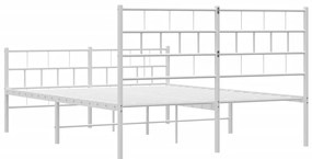 Estrutura de cama com cabeceira e pés 140x190 cm metal branco