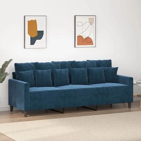 vidaXL Sofá de 3 lugares 180 cm veludo azul