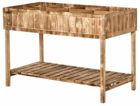 Horta Vertical de Madeira 120x60x81cm Floreira Elevada para Cultivo de Plantas Flores com Prateleira Inferior para Jardim Terraço Exterior Madeira