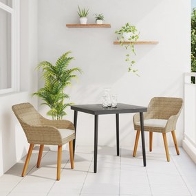 vidaXL Conjunto de Jantar de 3 Peças Bege em Rattan Poliéster