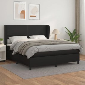 vidaXL Cama com molas/colchão 180x200 cm couro artificial preto