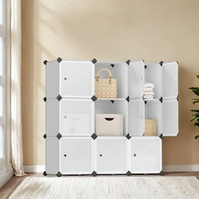 Armario de arrumação de plástico com 9 cubos 93 x 31 x 93 cm Branco