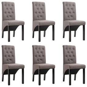Cadeiras de jantar 6 pcs tecido cinzento-acastanhado