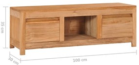 Móvel de TV 100x30x35 cm madeira de teca maciça