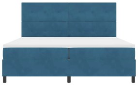 Camas Box Spring vidaXL com Colchão Azul Escuro 200x200 cm Veludo