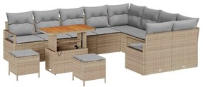 Conjunto de Sofá de Jardim vidaXL de 12 Peças com Almofadas Bege Poly