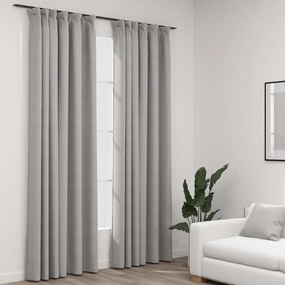 vidaXL Cortinas opacas aspeto linho c/ ganchos 2pcs 140x225cm cinzento