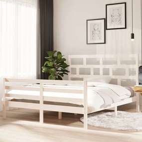 3101294 vidaXL Estrutura de cama 160x200 cm madeira de pinho maciça branco