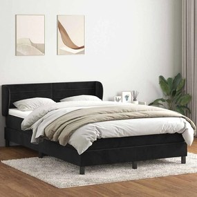 vidaXL Cama com molas/colchão 140x210 cm veludo preto