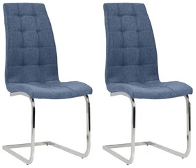 vidaXL Cadeiras de jantar cantilever 2 pcs tecido azul