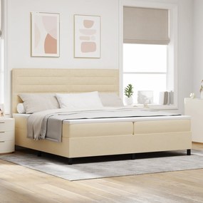 vidaXL Cama Box Spring com Colchão Creme 200x200 cm Tecido
