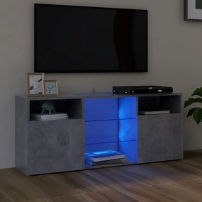 Móvel de TV com luzes LED 120x30x50 cm cinzento cimento