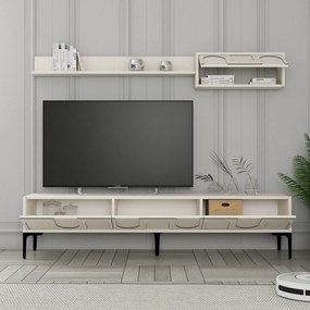 Móvel TV Lyon – Creme e Preto – 180 cm
