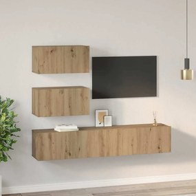 Conjunto de móvel de TV 4 pcs carvalho artisiano