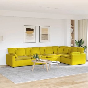 vidaXL Sofá modular com almofadas veludo amarelo