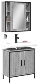 vidaXL 2 pcs conjunto móveis WC derivados de madeira sonoma cinza