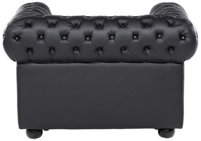 Poltrona em pele genuína preta CHESTERFIELD Beliani